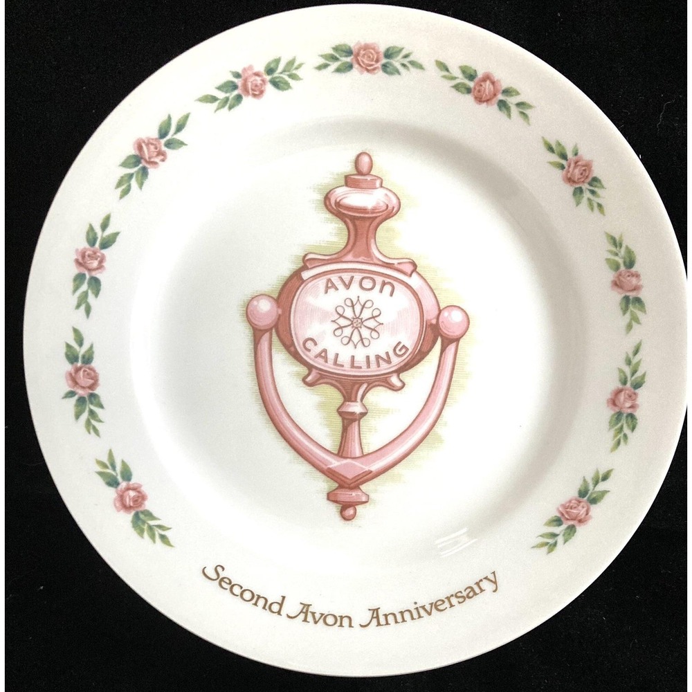 Vtg Avon 2nd Anniversary Doorknocker Commemorative Award Plate Spain 24k Gold